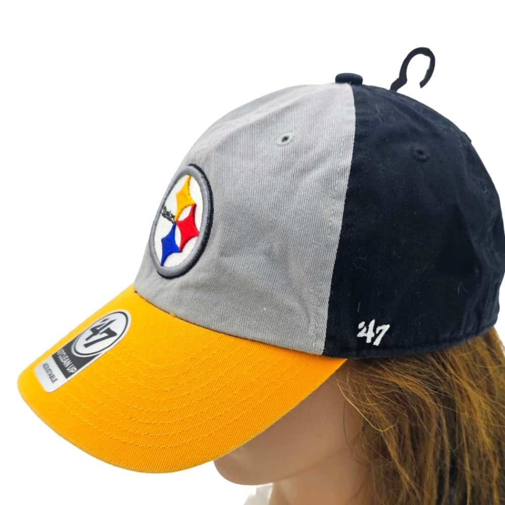 Pittsburgh Steelers 47' Brand Clean Up Adjustable Strapback Cotton Hat Cap NFL - Picture 4 of 7